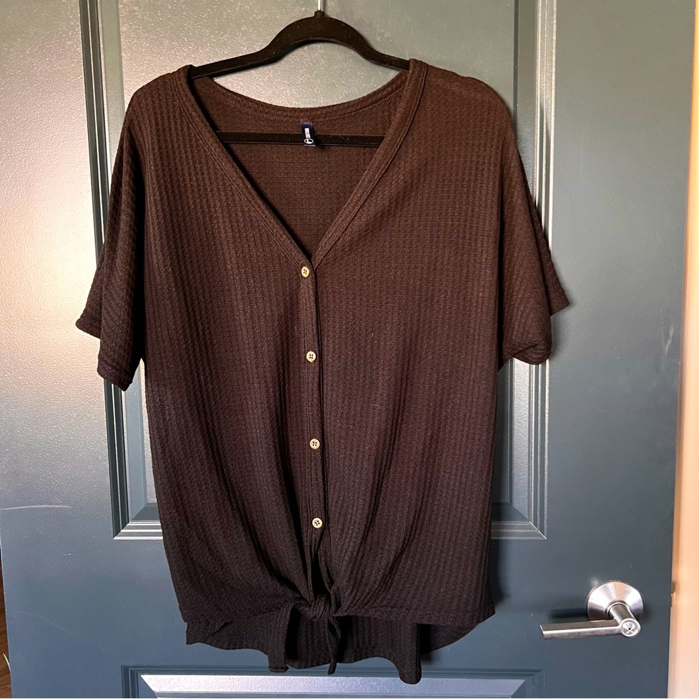 Iwollence Waffle Knit Tie Top